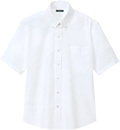 メンズ半袖オックスボタンダウンシャツ(ホワイト)