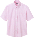 メンズ半袖オックスボタンダウンシャツ(ピンク)