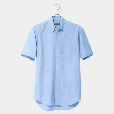 半袖T/Cオックスボタンダウンシャツ(男女兼用)　サックス
