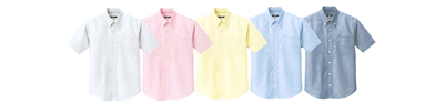 半袖T/Cオックスボタンダウンシャツ(男女兼用)　カラーバリエーション